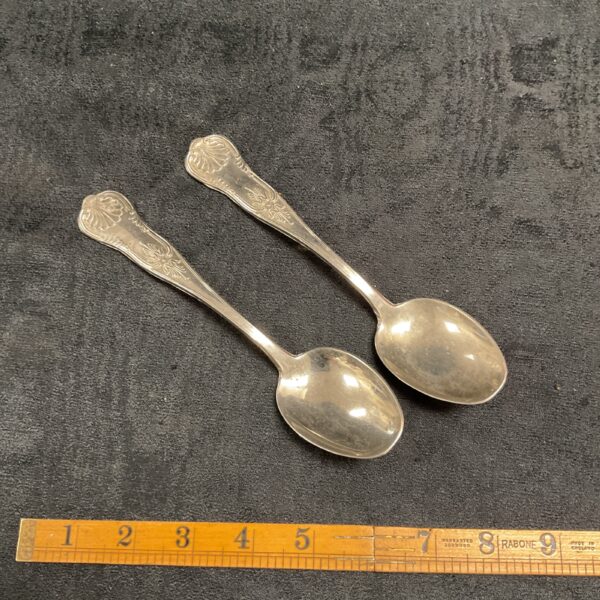Vintage 800 silver dessert spoons in Kings Pattern, antique silverware.