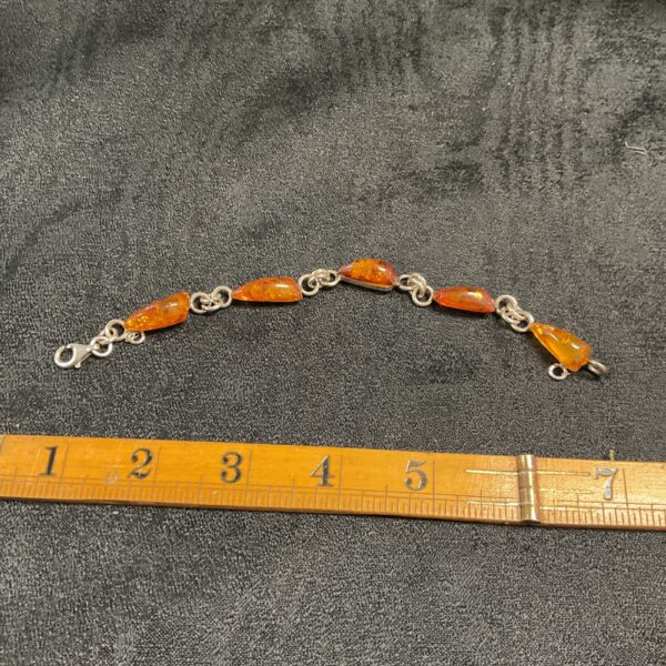 Vintage 925 silver bracelet with amber gemstones.