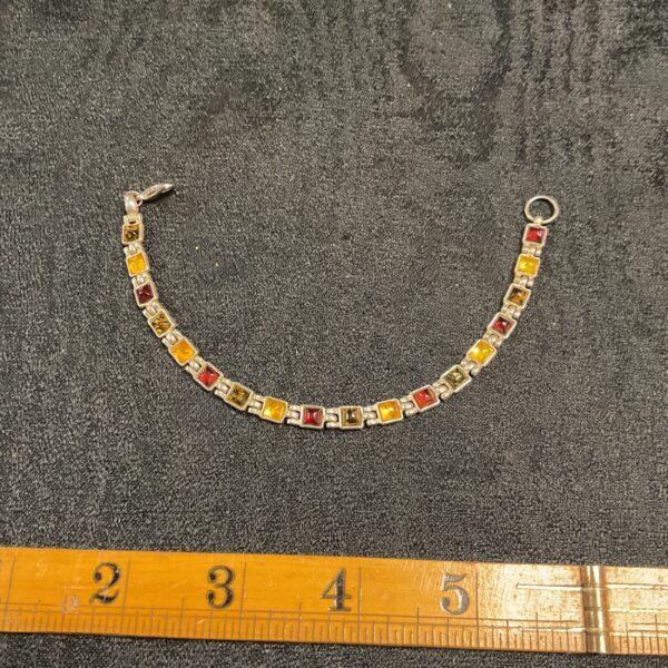 Vintage 925 silver bracelet with amber stones.