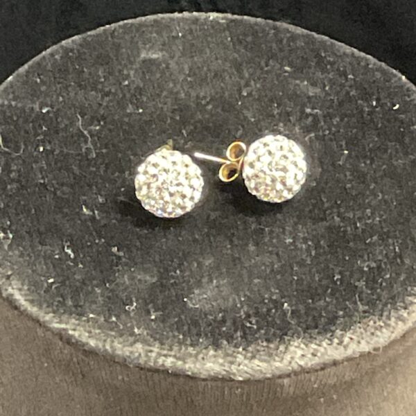 Sparkling 9ct gold crystal earrings, delicate stud design.