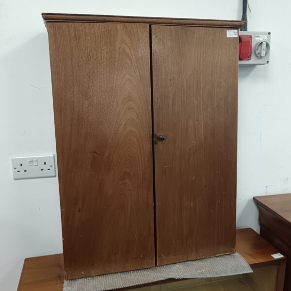 small Vintage mahogany cabinet with shelves 23” width x 6” depth x 31” height