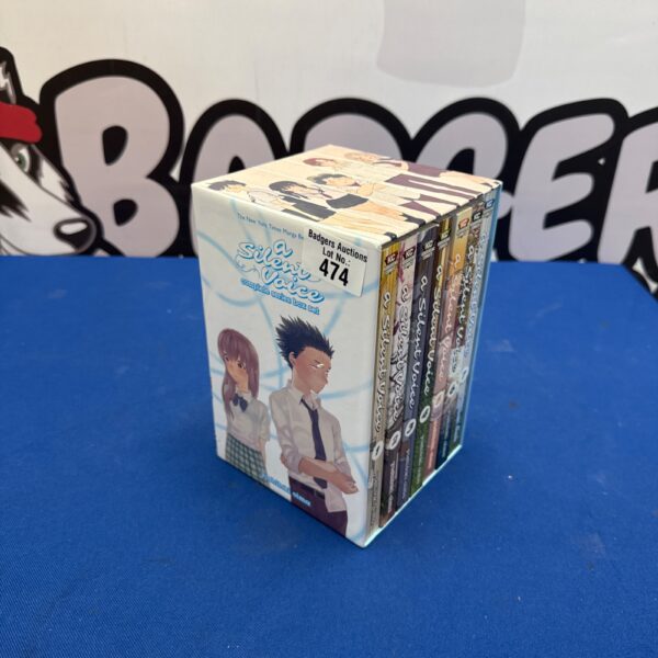 Front view of the A Silent Voice manga box set.