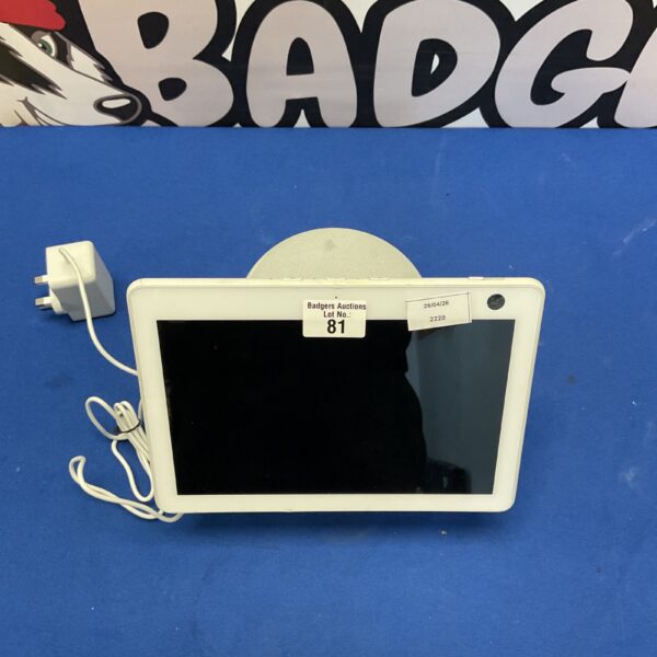 Amazon Echo Show smart display with screen and stand.
