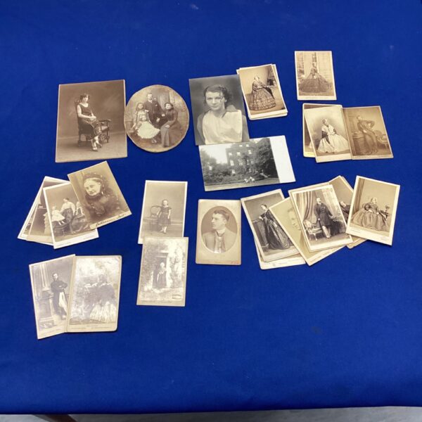 Lot of antique cabinet card photographs from the Victorian era.