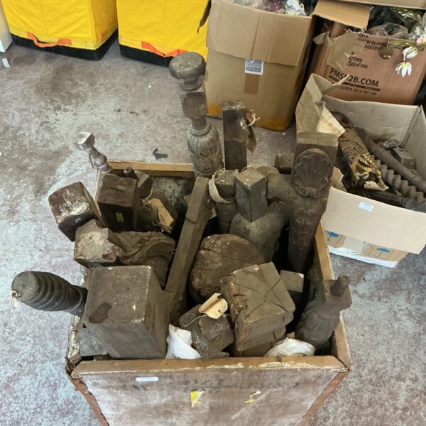 Antique chair parts lot from Wycombe Chair Museum, various components.
