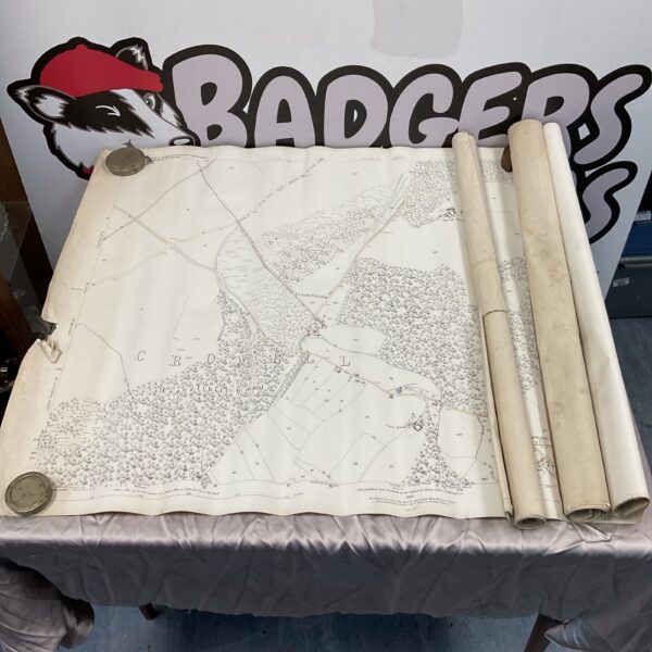Antique 19th-century maps of Chinnor and Bledlow Ridge on display.