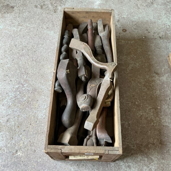 Antique furniture components from Wycombe Museum, vintage wood turning.