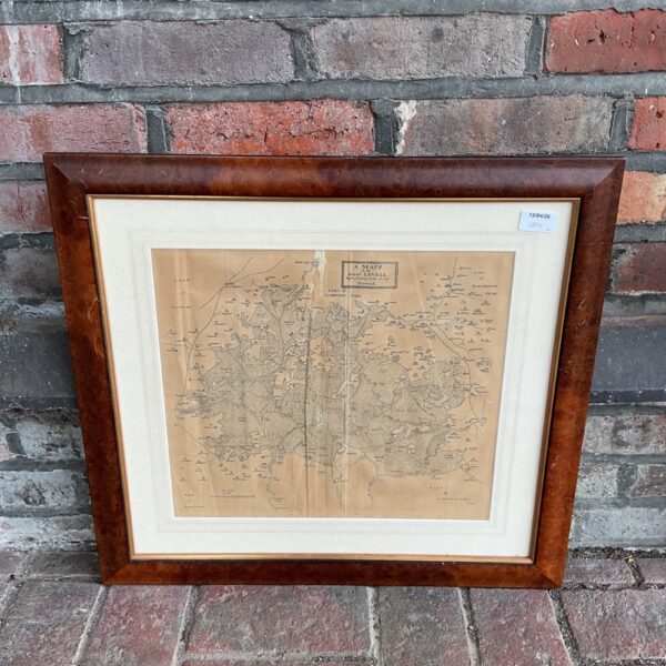 Framed antique map of the Great Level of England, 17th century.