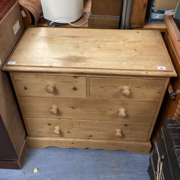 Antique pine chest of drawers with two over two drawers.