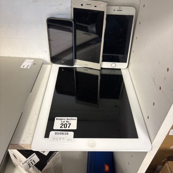 Apple iPhone and iPad lot with Xperia smartphone.