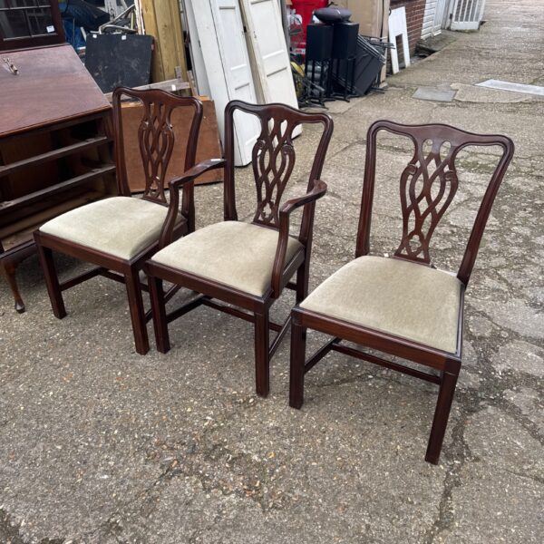 Set of three vintage Art Nouveau dining chairs.