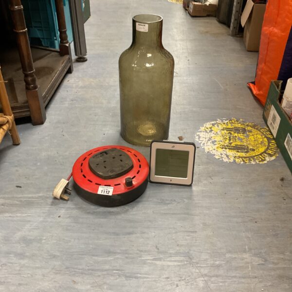 Auriol wireless weather station and khaki vase on a floor