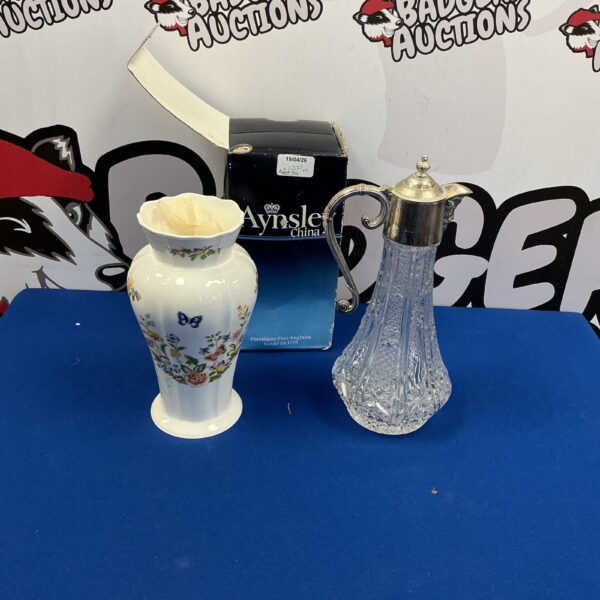 Vintage Aynsley claret jug with floral decoration.