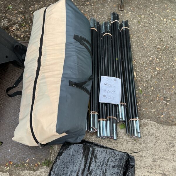Bestway tent set carry bag, showing wear and tear.