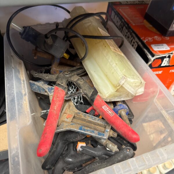 Black & Decker glue gun and tools lot for DIY projects.