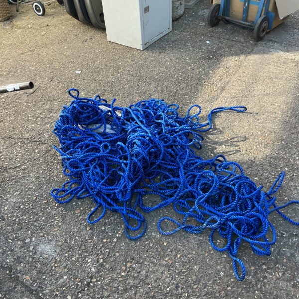 Blue nylon rope bundle for projects and outdoor use.