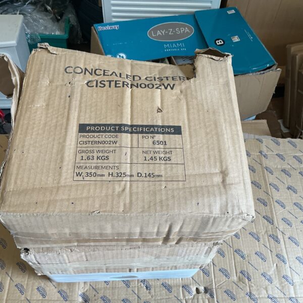 Three Bostwya concealed cistern units in original packaging.