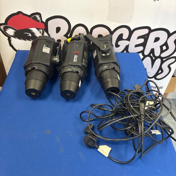 Set of three Bowens Gemini GM250C flash heads for studio photography.