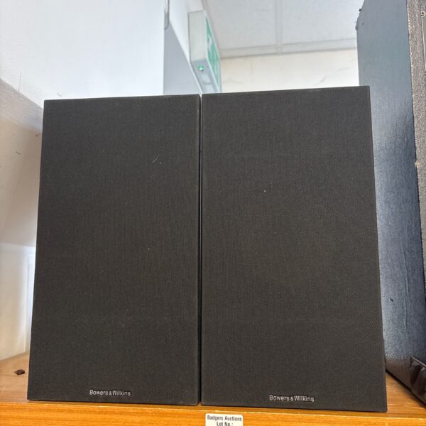Pair of Bowers & Wilkins 685 S2 bookshelf speakers in a home setting.