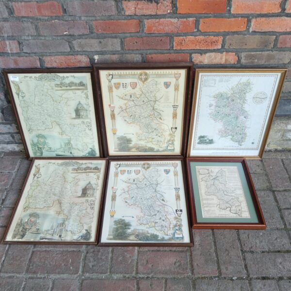 Lot of six framed antique reproduction maps of Buckinghamshire and Oxfordshire.