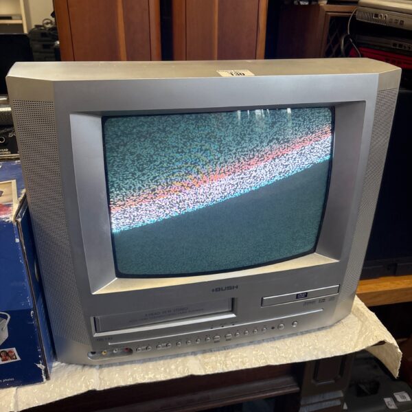 Vintage Bush CRT television with built-in DVD player and cassette deck.
