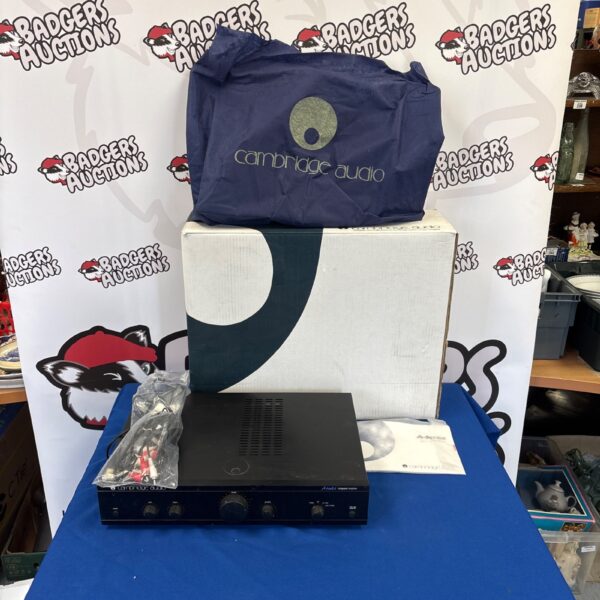 Boxed Cambridge Audio A1mk3 integrated amplifier with protective bag.