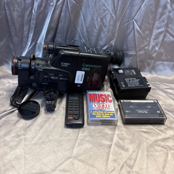 Vintage Canon Canovision E60 camcorder with remote control.
