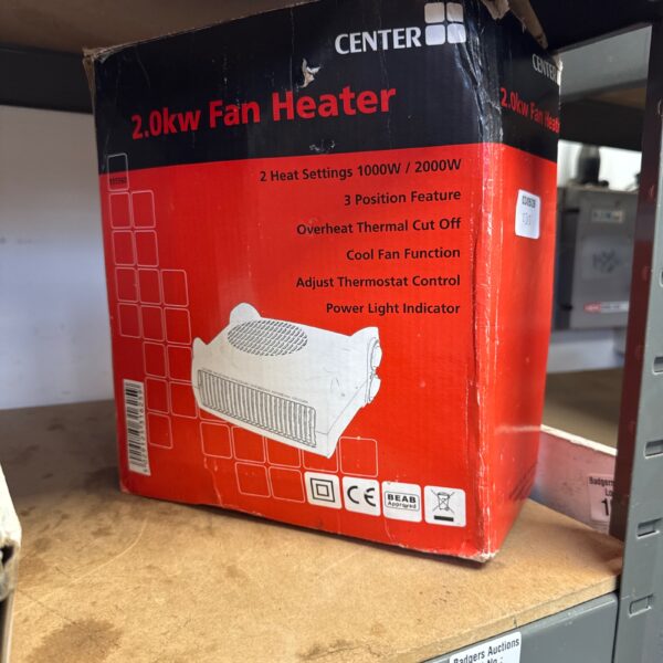 Center 2kw fan heater, portable electric heating appliance.