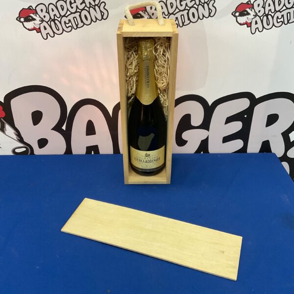 Bottle of vintage Champagne Guilleminot, French sparkling wine.
