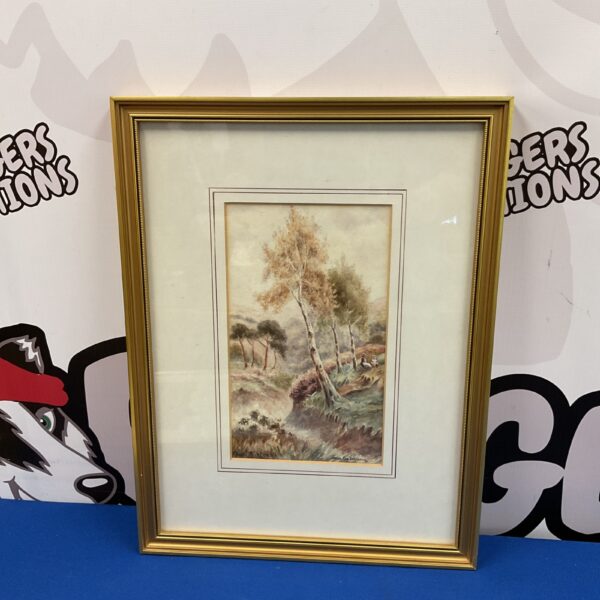 Signed Chas Masters watercolour painting of a woodland scene.