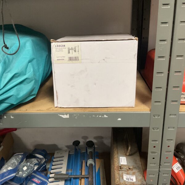 Chelsea chrome deck mounted bath shower mixer tap in box.