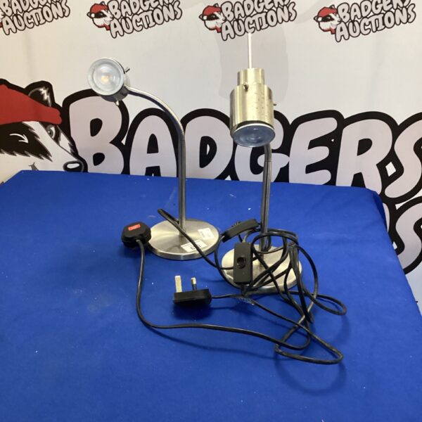 Pair of vintage chrome desk lamps for office or home use.