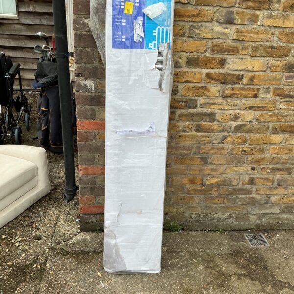 Chrome ladder radiator measuring 1600x300mm, presented as found.