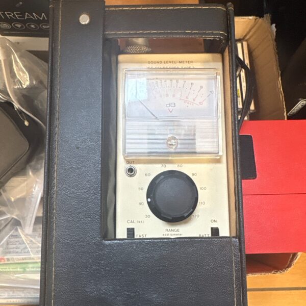 Vintage Cirrus Research sound level meter with dial display.