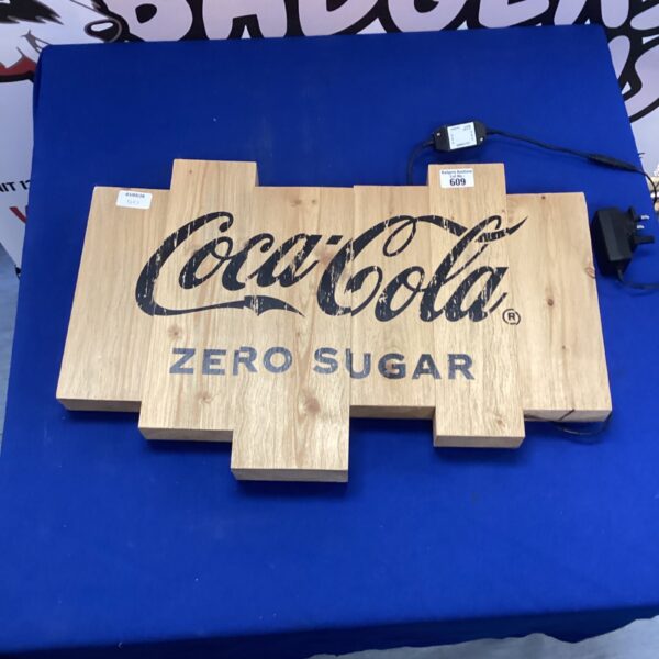 Illuminated Coca Cola Zero Sugar sign for collectors.