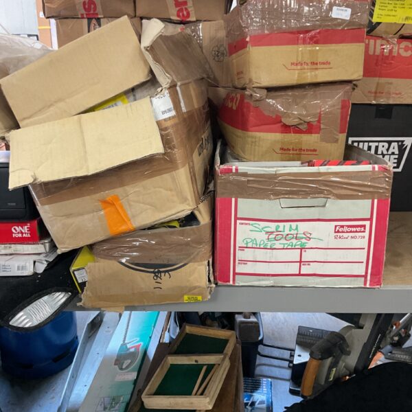 Assorted construction screws in six boxes, hardware lot.