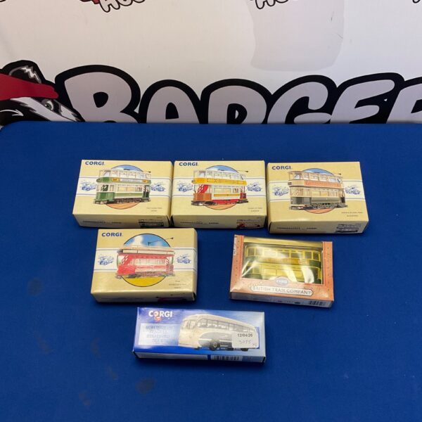 Corgi diecast model lot including British Tram Company and Burlingham Seagull.