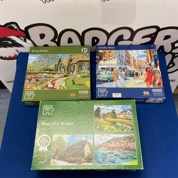 Vintage Corner Piece jigsaw puzzles in a collection, ideal for collectors.