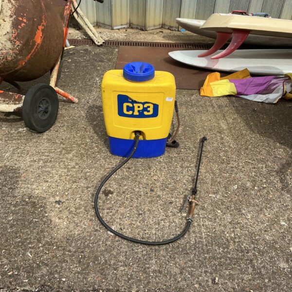 Vintage CP3 knapsack sprayer for garden use.