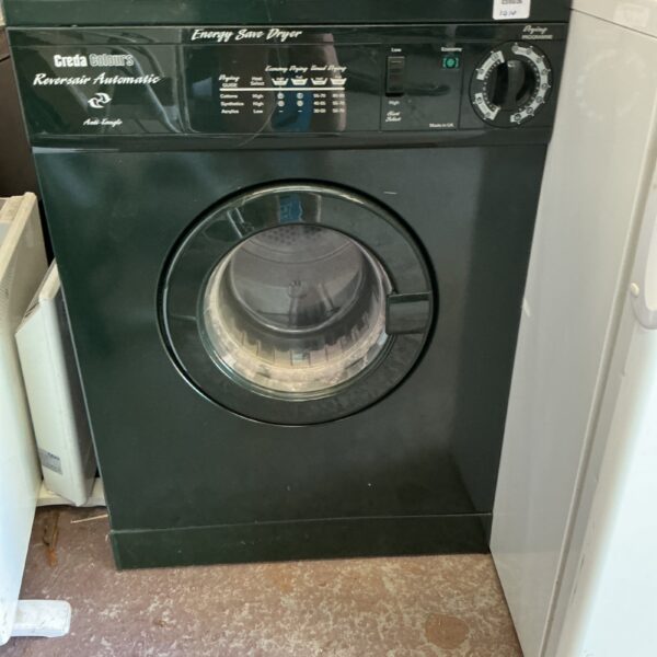 White vintage Creda Energy Save tumble dryer, front view.