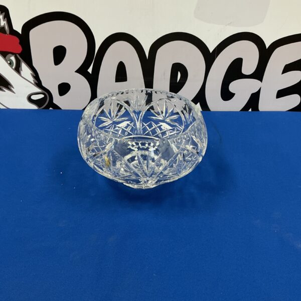 Intricate cut glass crystal fruit bowl for elegant display.