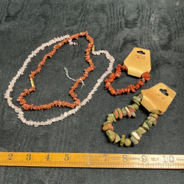 Colourful handmade crystal necklace set with faceted beads.