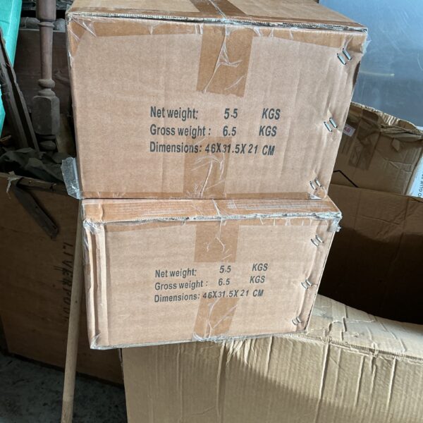 Two boxes of brushed nickel cupboard handles for kitchen or furniture.