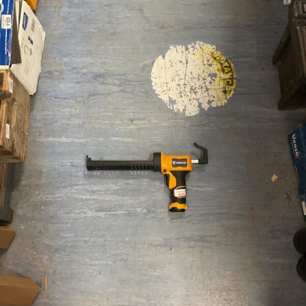 Deko electric caulking gun, cordless power tool for DIY projects.