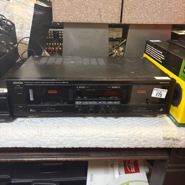 Vintage Denon DWR-750 double cassette deck for audio enthusiasts.