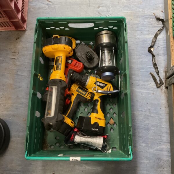 DeWalt cordless power tools collection including drill and impact driver.
