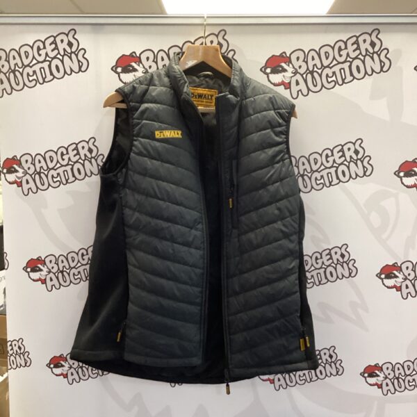 Dewalt size L gilet, a padded workwear garment.