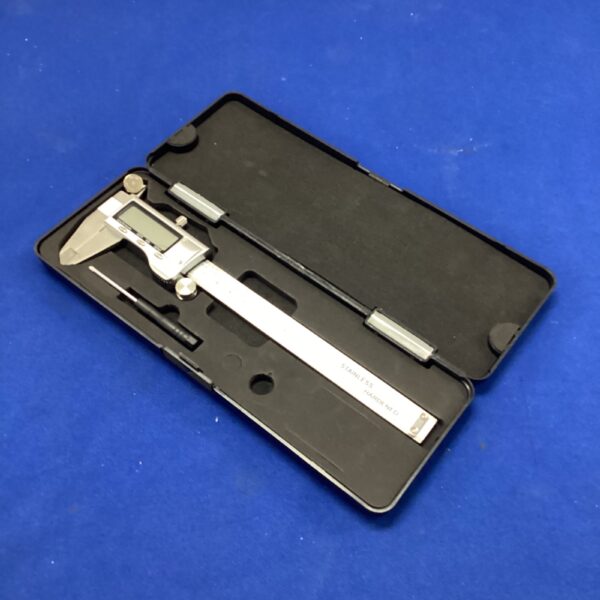 Stainless steel digital vernier caliper for precise measurements.
