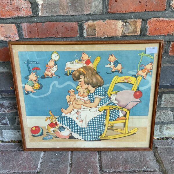 Vintage Dorothy Wheeler "This Little Piggy" nursery rhyme print.