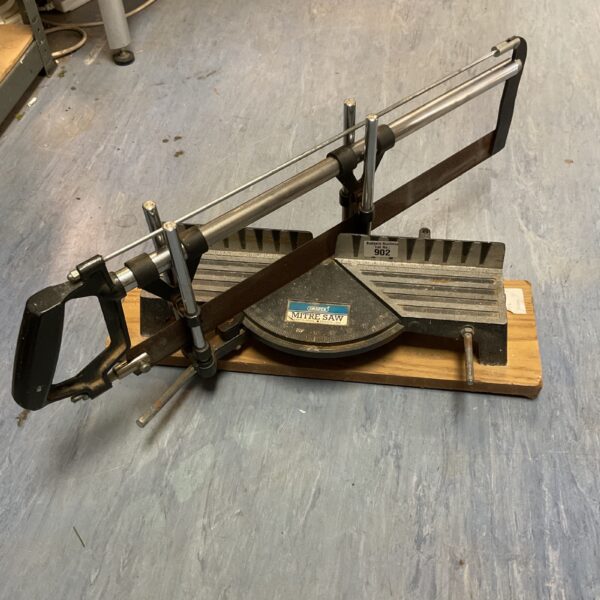 Vintage Draper mitre saw for woodworking and DIY projects.